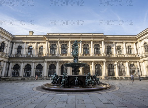 Inner courtyard of Hamburg City Hall with Hygieia fountain, Hamburg, Germany