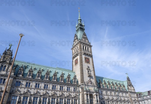 Hamburg Town Hall with Town Hall Tower, Rathausmarkt, Hamburg, Germany
