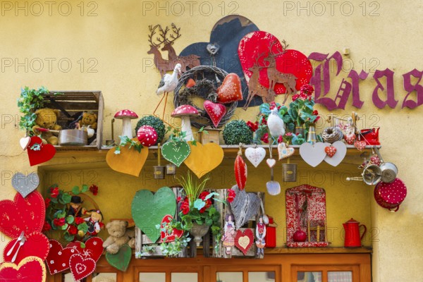 Rummage shop with decoration in the old town centre of Colmar, France