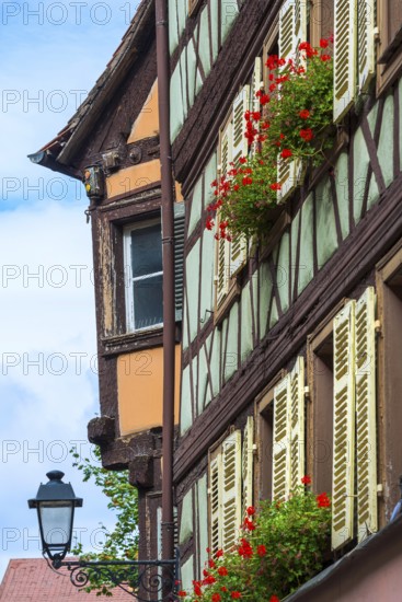 Historic half-timbered houses in the old town centre of Colmar, France