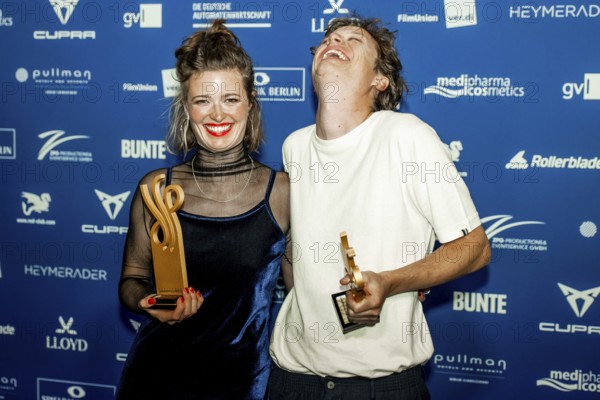 Linda Blümchen and Simon Steinhorst, winners in the Best Duo for 30 Days of Lust category at the German Drama Award ceremony at the Pullmann Berlin Schweizerhof, Berlin, 9 October 2025