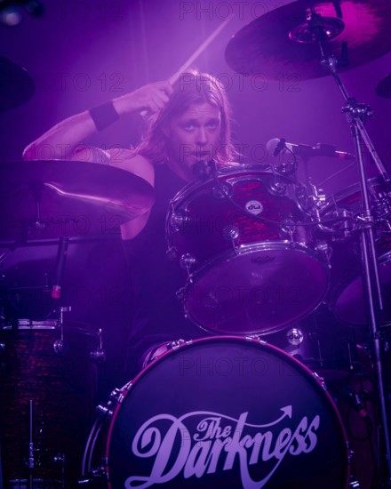 Drummer Rufus Tiger Taylor from The Darkness live on Dreams On Toast Tour at Berlin Metropol on 10/10/2025