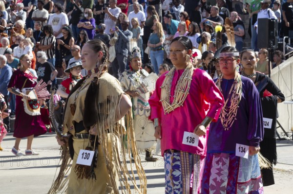 Detroit, Michigan USA - 13 October 2025 - On Indigenous People's Day, Native American tribes held a Pow Wow in downtown Detroit. The city of Detroit (originally Waawiyatanong) recognizes the day as Indigenous People's Day, while the federal government observes it only as Columbus Day