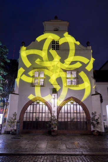 Restaurant Zur Gerichtslaube, 21st BERLIN FESTIVAL OF LIGHTS, motto Let's Shine Together, light installations, 8 October 2025, Berlin, Germany, opening day in drizzle < english> 21st BERLIN FESTIVAL OF LIGHTS, motto Let's Shine Together, light installations, October 8, 2025, Berlin, Germany