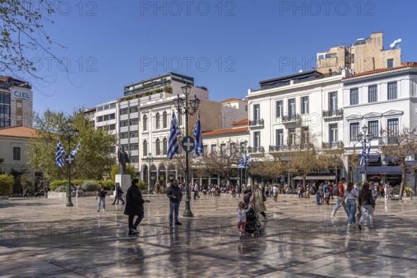 Mitropoleos Square in front of the cathedral in the Greek capital Athens, Greece