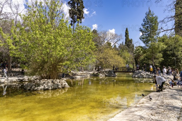 Pond in the National Garden in the Greek capital Athens, Greece
