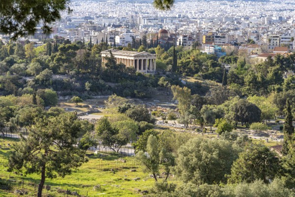 Agora and the Temple of Hephaestus in the Greek capital Athens, Greece