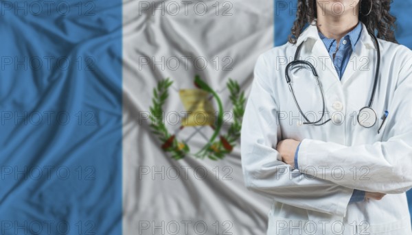 Medical professional on Guatemala flag. Healthcare and wellness in Guatemala, Concept