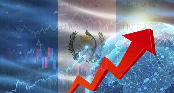 Global financial growth with Guatemala flag. Financial growth with Guatemala flag on economic background