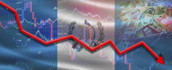 Guatemala financial crisis on economic graph. Financial fall of Guatemala on economy market
