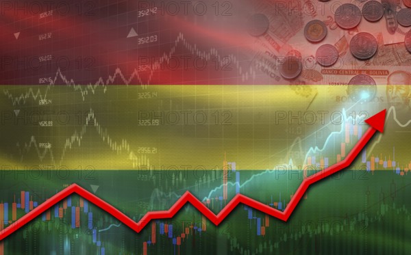 Bolivia economic growth on financial graph. Bolivia financial growth on market graph
