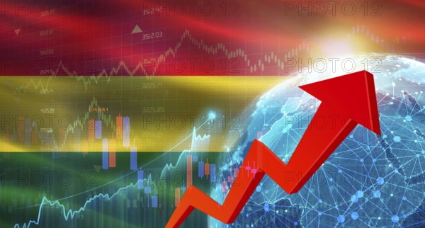Global financial growth with Bolivia flag. Financial growth with Bolivia flag on economic background