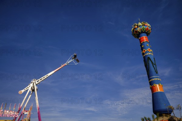 Fruit column, landmark, fairground ride, Cannstatter Wasen, funfair, carnival, spring festival, folk festival, Bad Cannstatt, Stuttgart, Baden-Württemberg, Germany