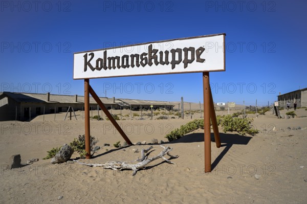 Sign Kolmanskop, diamond restricted area, near Lüderitz, Karas region, Namibia