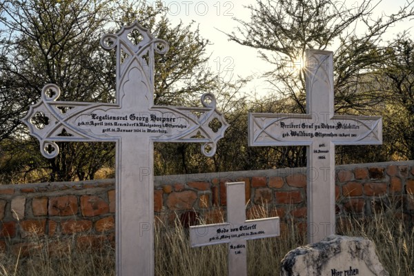 Graves at the German military cemetery at Waterberg, Otjozondjupa region, Namibia