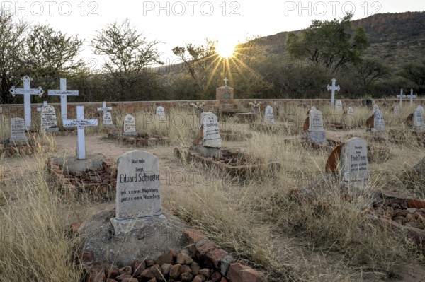 Graves at the German military cemetery at Waterberg, Otjozondjupa region, Namibia