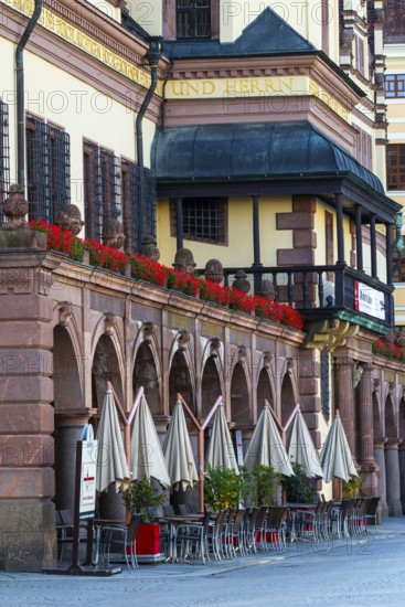 City History Museum, Old Town Hall, outdoor area of a restaurant, Leipzig, Saxony, Germany