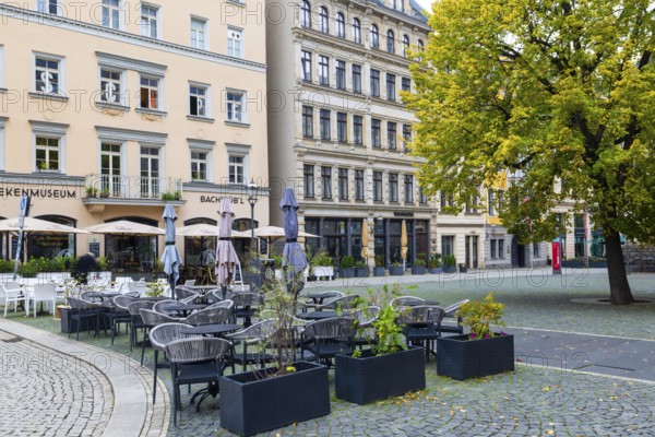 Art Nouveau houses, Thomaskirchhof, Leipzig, Saxony, Germany