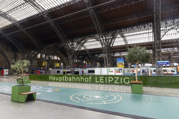 Riveted iron framework in the main railway station, Leipzig Central Station, Saxony, Germany