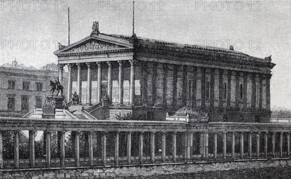 National Gallery in Berlin, historical book illustration, wood engraving