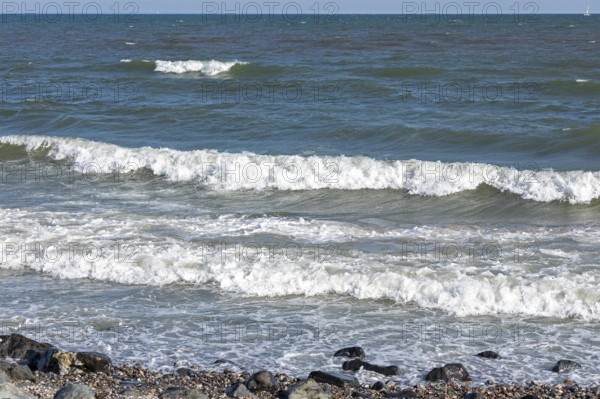 Waves, swell, Baltic Sea, Falshöft, Pommerby, Schleswig-Holstein, Germany