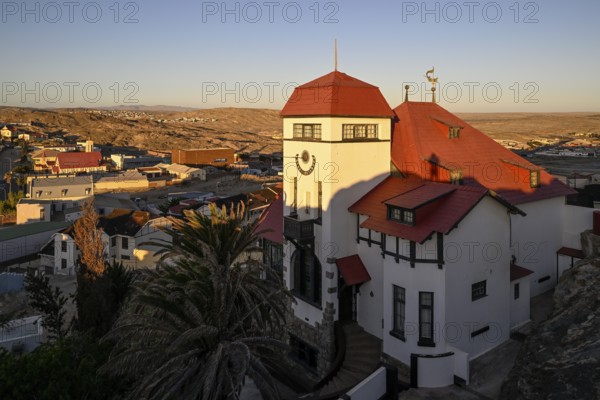 Goerke House, blue hour, Lüderitz, Karas Region, Namibia