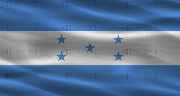 Honduras flag with fabric texture. Realistic flag of Honduras waving