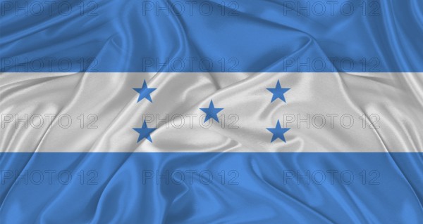 Flag of Honduras with cloth texture. Close up of Honduras flag waving