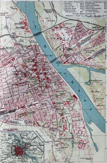 Warsaw, historical city map from 1907