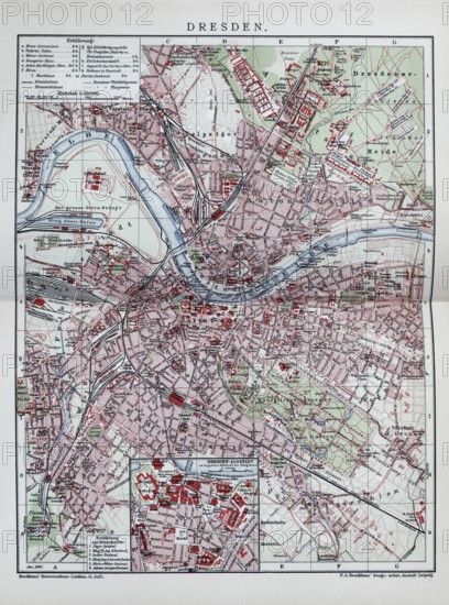 Dresden, historical city map from 1906