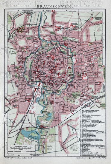 Brunswick, historical city map from 1907