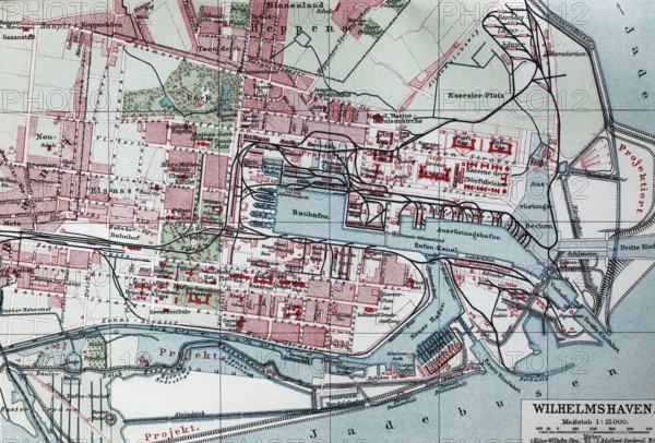 Wilhelmshaven, historical city map from the year1905