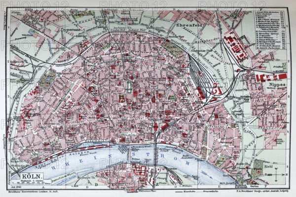 Cologne, historical city map from 1906