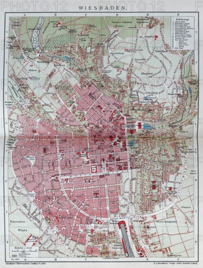 Wiesbaden, historical city map from 1907