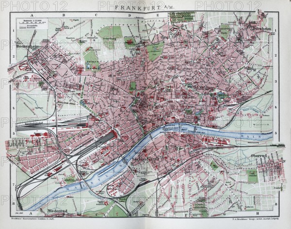 Frankfurt am Main, historical city map from 1907