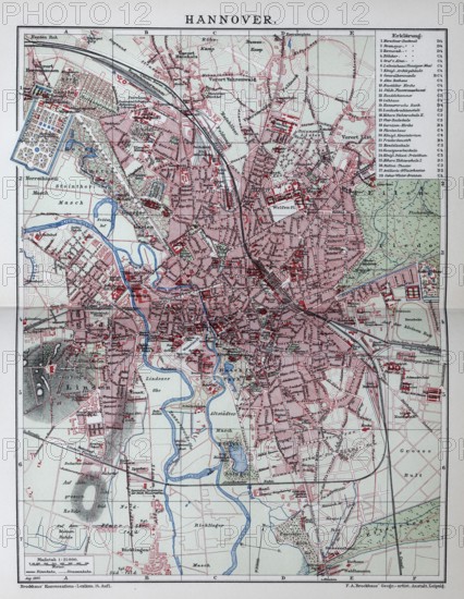 Hanover, historical city map from 1907