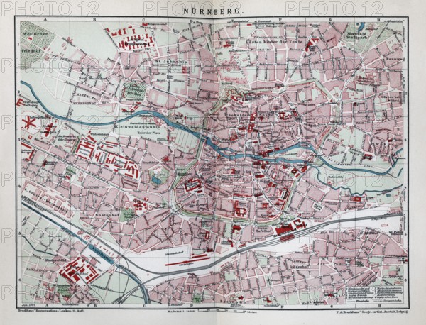 Nuremberg, historical city map from 1906