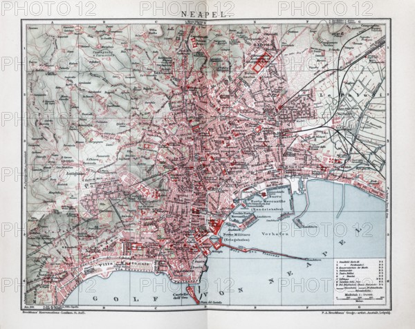 Naples, historical city map from 1906