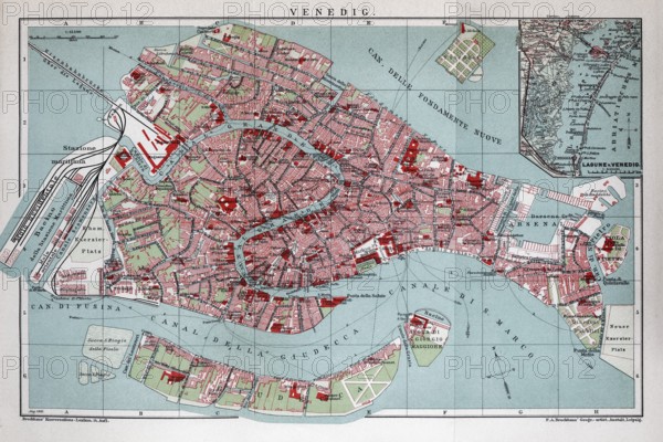 Venice, historical city map from 1906