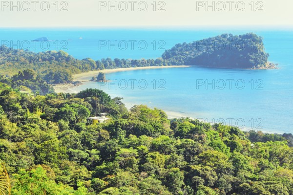 Espadilla beach and coastline, elevated view, Manuel Antonio National Park, Quepos, Costa Rica