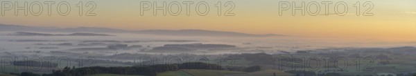 Panorama sunrise from Almhaus Hochsteinberg, Kirnberg an der Mank, Lower Austria, Austria