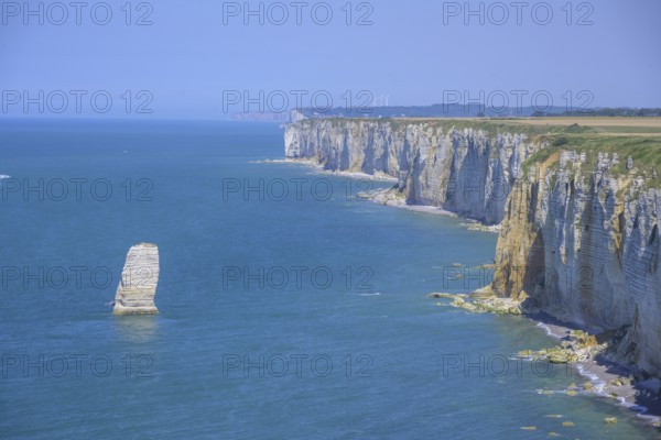 Aiguille de Belval, hike from Etretat to Yport along the chalk cliff coast, Département Seine-Maritime, France