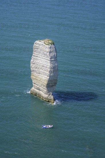 Aiguille de Belval, hike from Etretat to Yport along the chalk cliff coast, Département Seine-Maritime, France