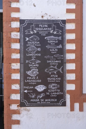 Restaurant, pub, bar, table with offers, food, fish, specialities, Tavira, Algarve, Portugal