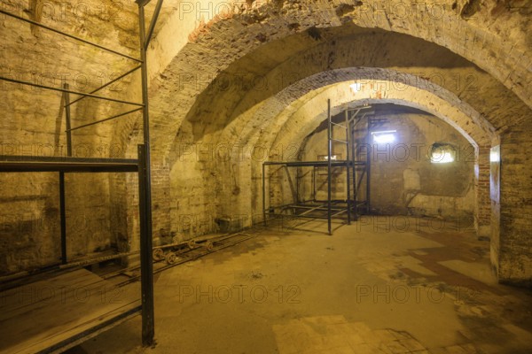 Bedsteads in a dormitory in Fort de Vaux from the 1st World War, Douaumont, Département Meuse, France