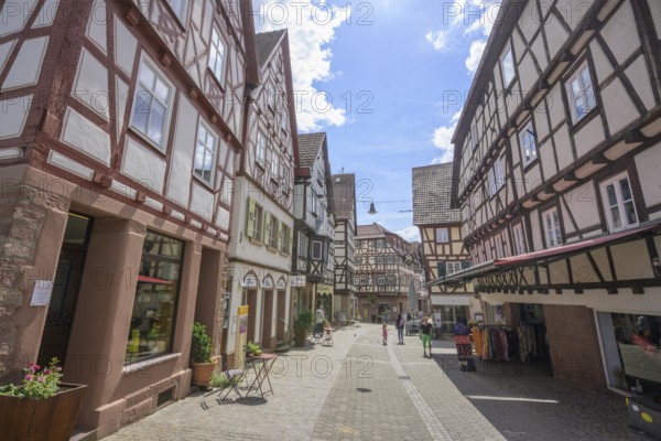 Half-timbered houses in the main street, Mosbach, Baden-Württemberg, Germany