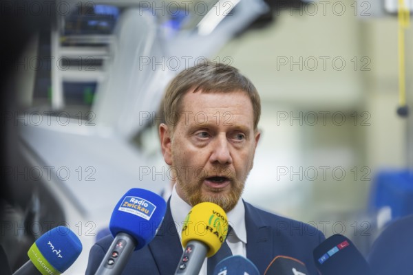 Minister President Michael Kretschmer during his visit to the Volkswagen vehicle plant in Zwickau, Zwickau, Saxony, Germany
