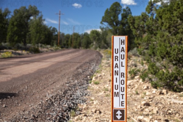 Tusayan, Arizona - A uranium haul route at Energy Fuels' controversial Pinyon Plain uranium mine, located a few miles from Grand Canyon National Park and inside Baaj Nwaavjo I'tah Kukveni National Monument. Native American tribes fear contamination of ground water and pollution from trucks hauling uranium ore along the 300-mile route to Energy Fuels' White Mesa mill in Utah