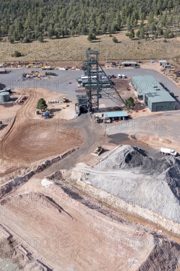 Tusayan, Arizona - Energy Fuels' controversial Pinyon Plain uranium mine, located a few miles from Grand Canyon National Park and inside Baaj Nwaavjo I'tah Kukveni National Monument. Native American tribes fear contamination of ground water and pollution from trucks hauling uranium ore along the 300-mile route to Energy Fuels' White Mesa mill in Utah