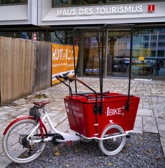 IBike, Inforad, cargo bike of the Haus des Tourismus, tourist office, Marktplatz, Stuttgart, Baden-Württemberg, Germany